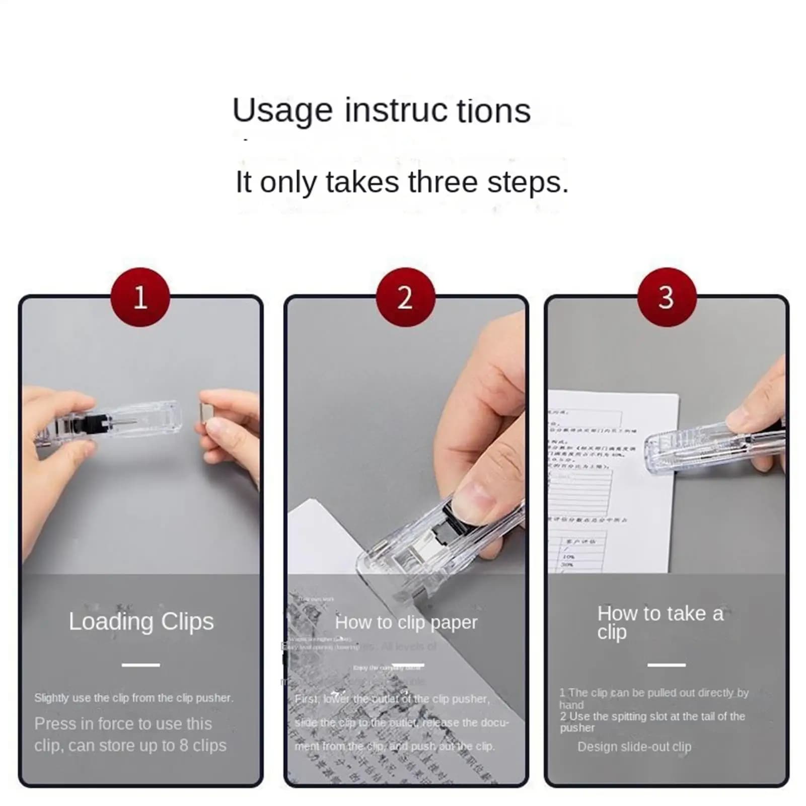 Graffettatrice Portatile per Rilegatura Carta, Dispenser di Clip per Carta, Graffettatrice Manuale Portatile per Casa, Scuola, Aula, Scrivania