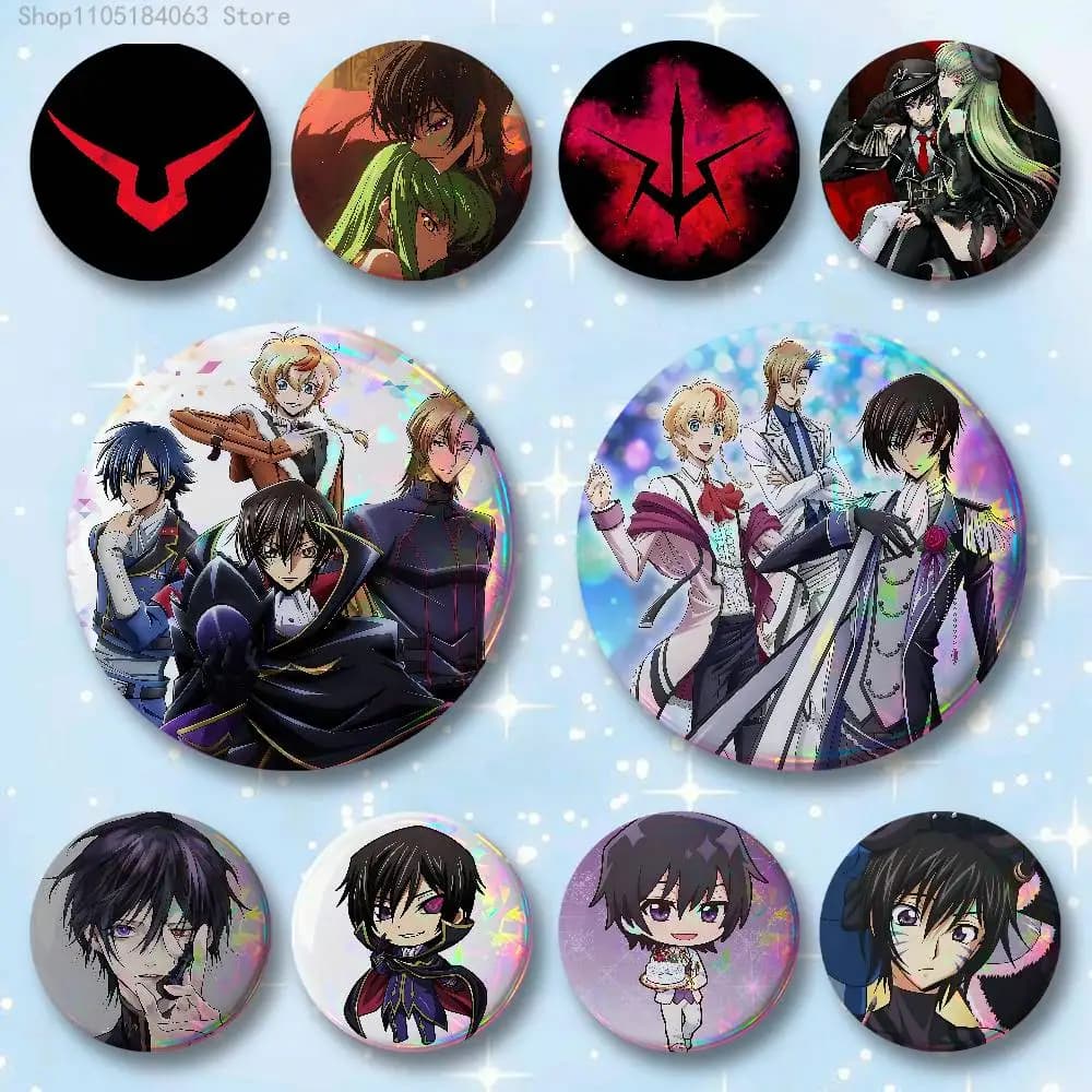 Lelouch Lamperouge Code Geass Badges 25 32 44 58 75 mm Round Cosplay Pin Bag Decor Fans Collect Friends Gifts Brooch Souvenir