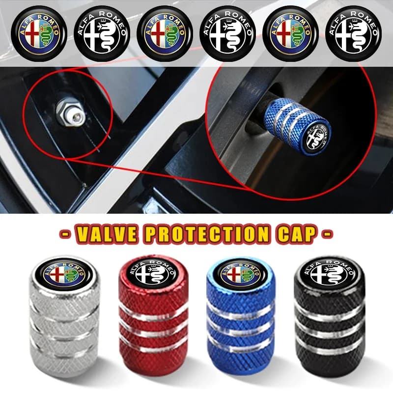 Hub Caps 4Pcs Car LOGO Tire Valve Cap Waterproof Auto Accessories For Alfa Romeo Giulietta GT 159 147 156 Mito Brera Giulia Spid
