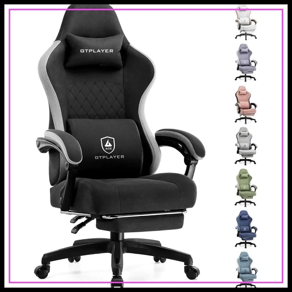 Sedia da Gaming Ergonomica con Schienale Alto, Cuscino a Molle Insacchettate, Braccioli e Poggiapiedi Coordinati, Nera