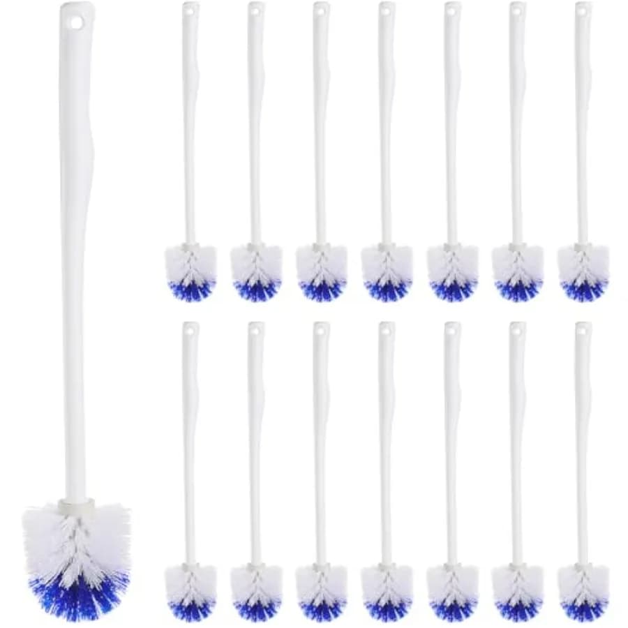 1 Pcs.5 Inch Toilet Bowl Cleaner Brush Bathroom Long Plastic Handled Cleaning Scrubber with Hook Hole Without Holder for Househ