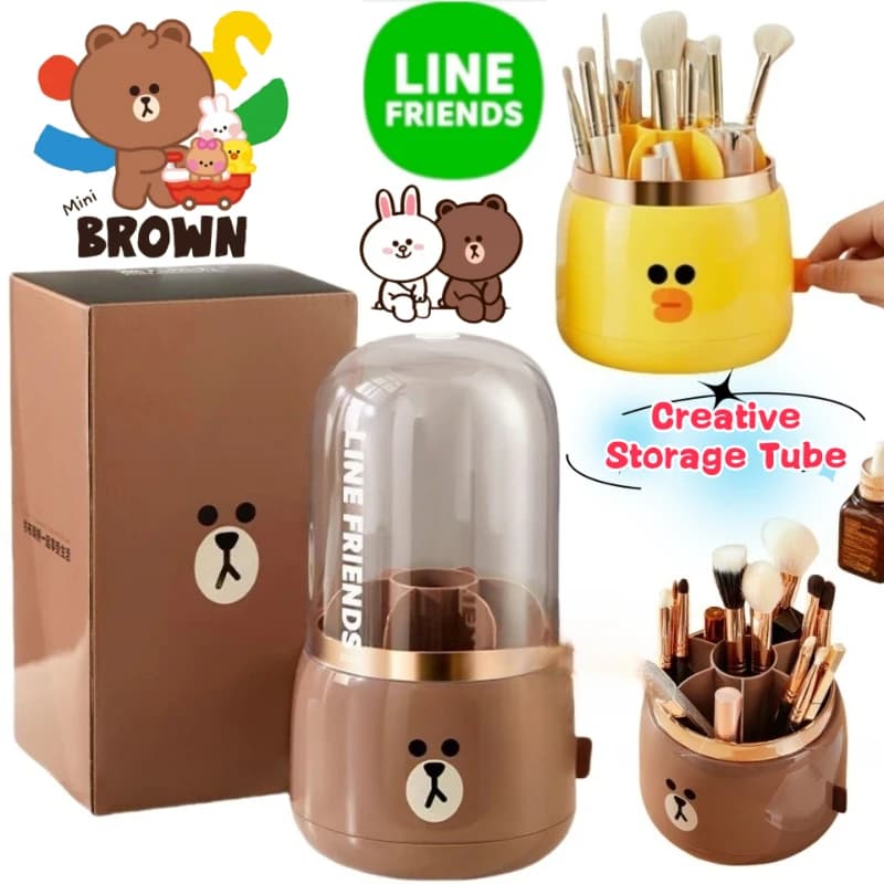 LINE FRIENDS Brown Cony Sally Anime Merchandise Cute Cosmetic Storage Box for Girls High Value Table Makeup Container
