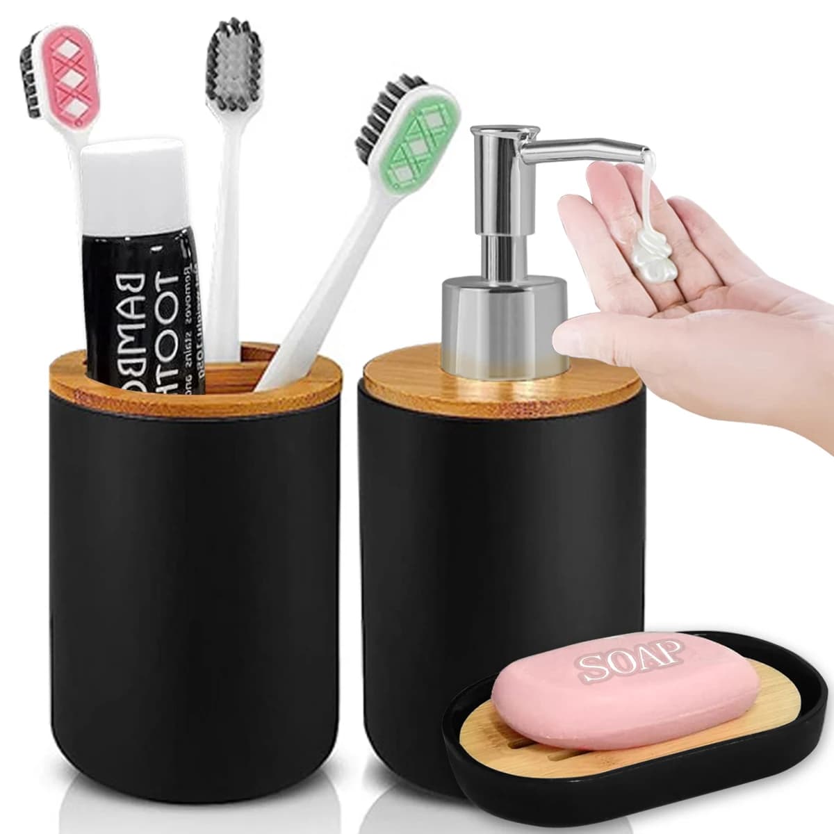 Set da bagno Dispenser di sapone per le mani Portaspazzolino e portasapone Decorazioni per il bagno Porta articoli da toeletta per accessori da bagno