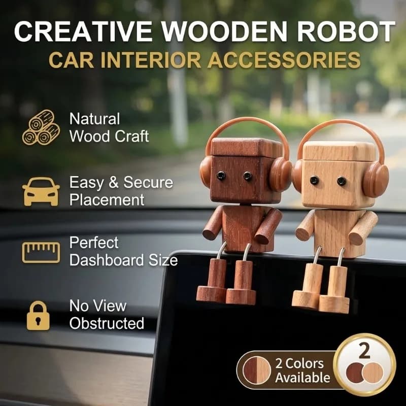 Mini Wooden Man Car Perfume Air Freshener Cute Interior Aromatherapy Natural Aroma Diffuser Wood Car Accessories Ornament