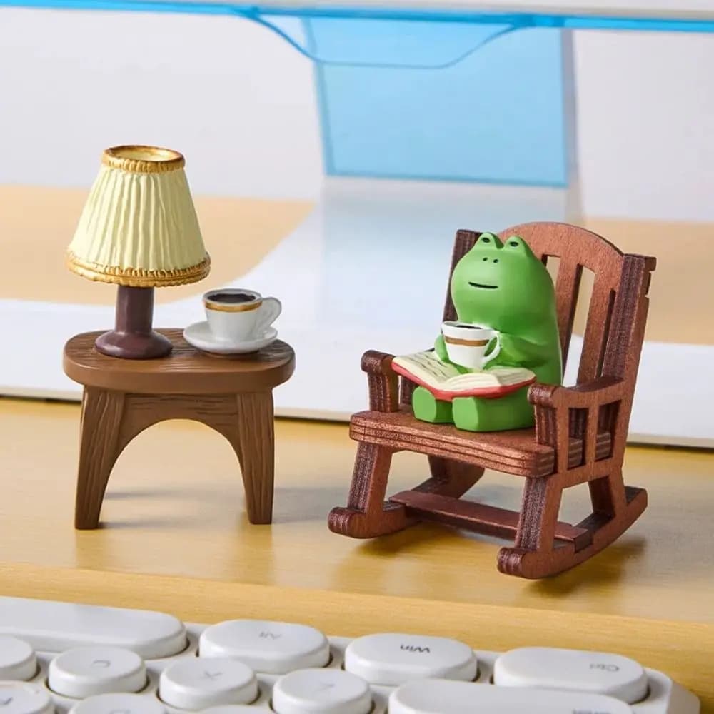 2 pz/set carino sedia a dondolo modelli rana mini cartone animato lettura rana miniature fatte a mano piccola sedia ornamenti decorazioni di compleanno