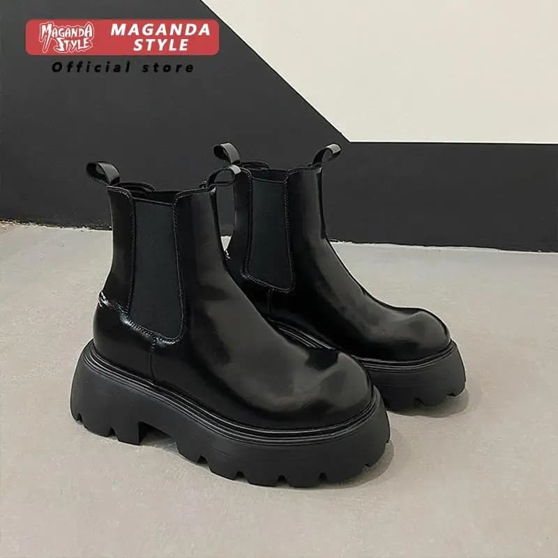 10cm invisible height increasing Chelsea boots for men thick soled short boots with British style high top chimney boots