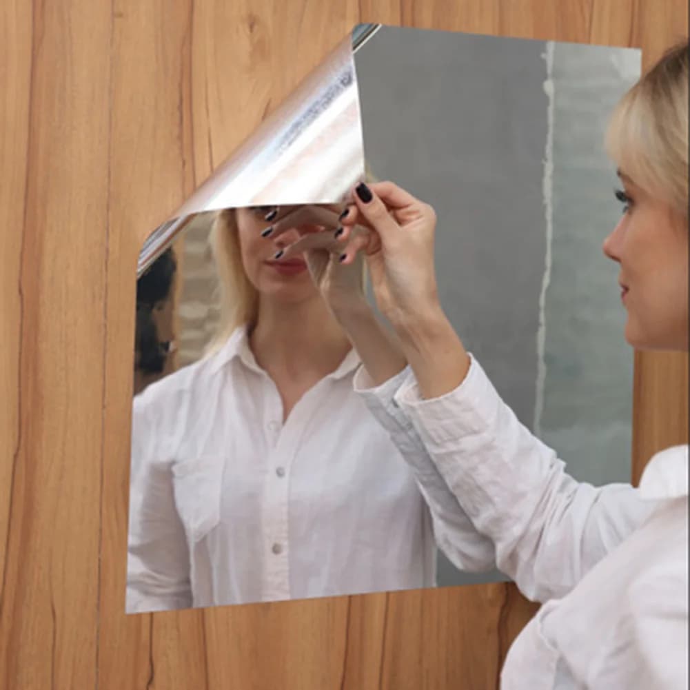 Adesivo Specchio Flessibile Impermeabile Autoadesivo da Applicare e Staccare per Bagno 50 x 100 cm