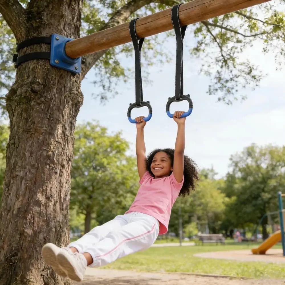 Gymnastic Rings with Adjustable Straps, Anti-slip Traction Bar, Ring for Force Exercises and Fitness