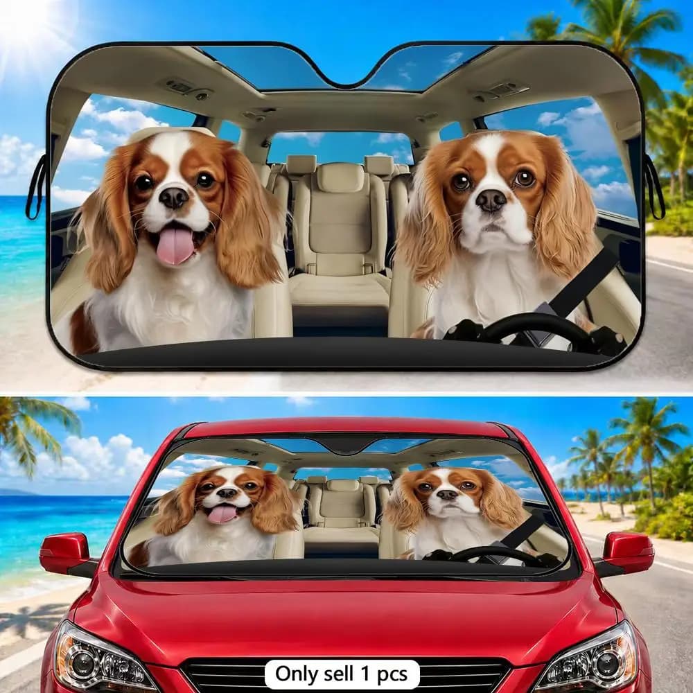Cavalier King Charles Spaniel Sun Visor Car Front Window Windshield Sunshade Five-Layer Aluminum Foil UV Protector Heat Shield