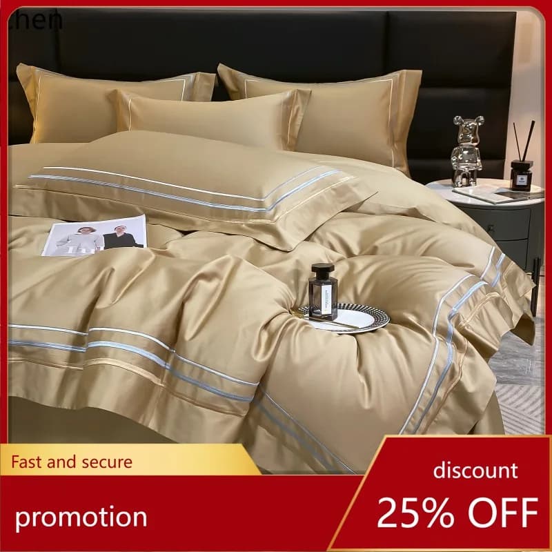 Set of four HXL 120S long-fibre satin cotton sheets, 100% cotton 1,8 m corners, 100% cotton cover