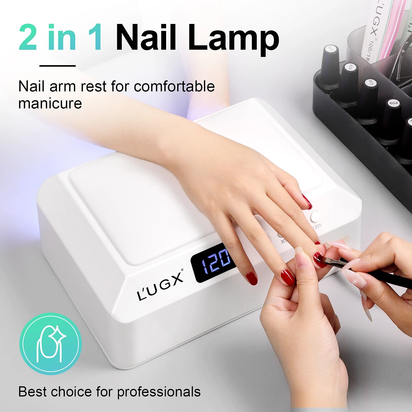 Professionale 72W Cuscino per le mani Unghie Asciugatrice Luce polimerizzante L'UGX Professionale UV Lampada per unghie a LED Dispositivo portatile per unghie
