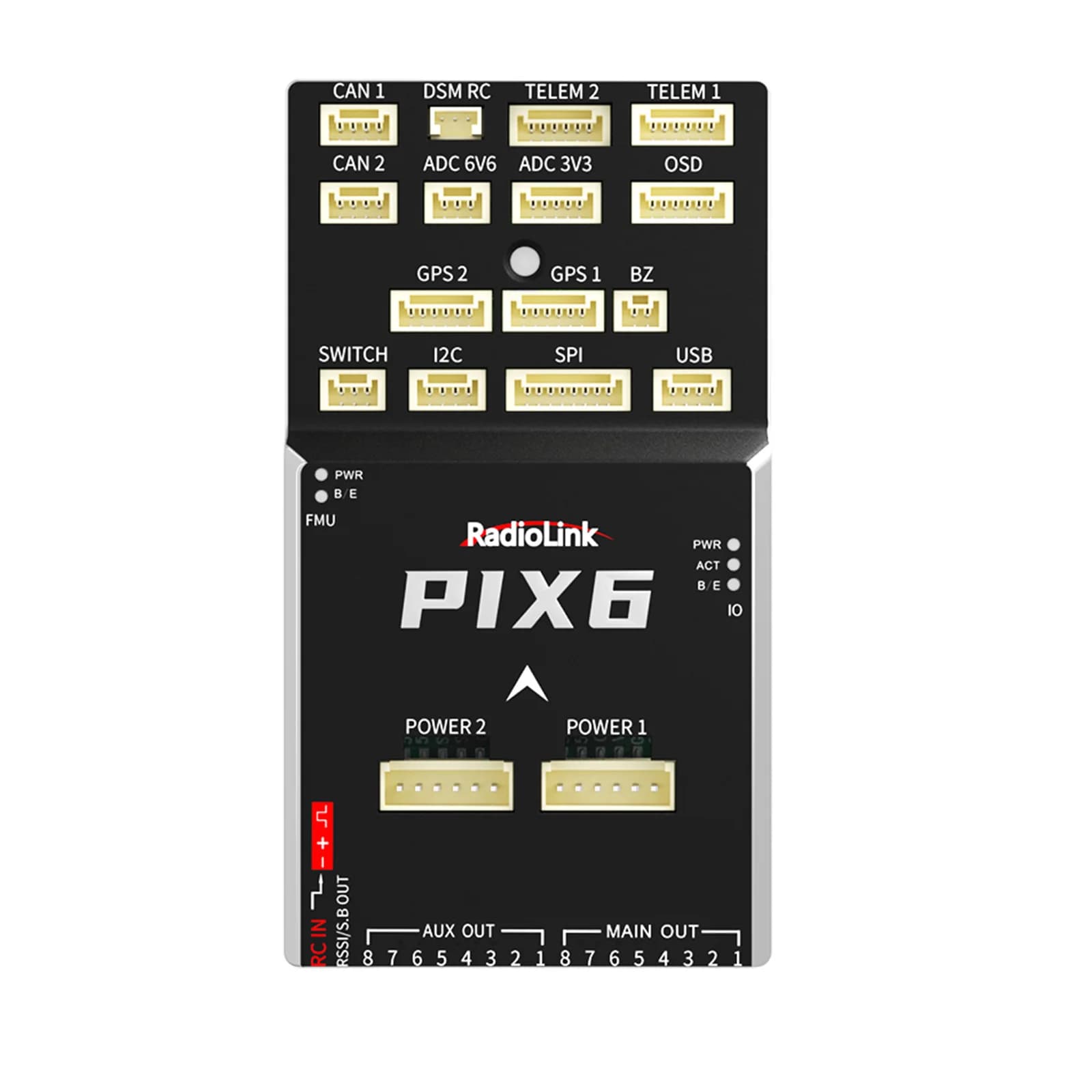 Radiolink PIX6 Controllore di volo open source Modulo OSD a 16 canali integrato per aereo, 2-8 elicotteri, auto, barca
