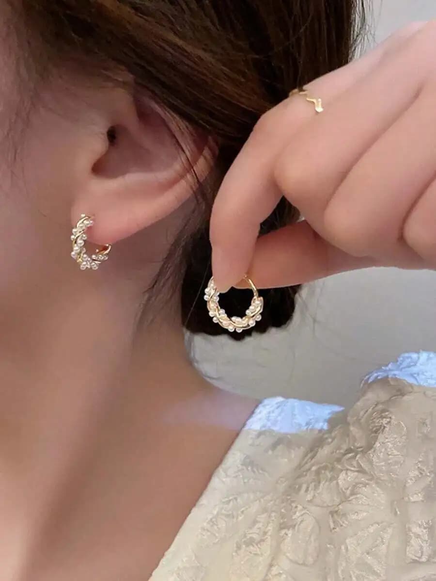 1 Pair(2pcs) Korean Fresh Sweet Fashion Pearl Earrings, Elegant Design Pearl Ear Rings For Women Valentine's Day Accessories
