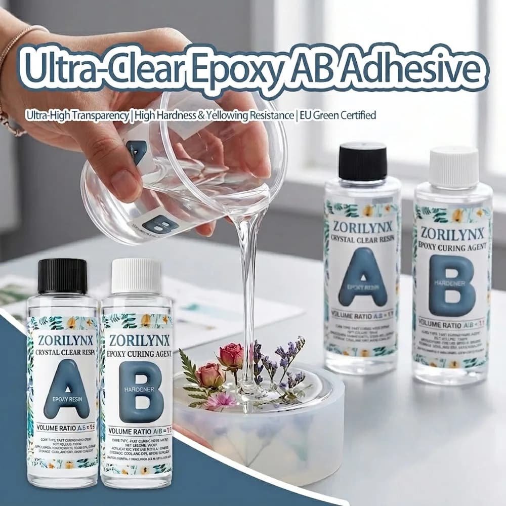 200ml Crystal Clear Epoxy Resin Kit Not Yellowing No Bubble Self Leveling Easy Mix 1 To 1 Casting for DIY Jewelry Art ZORILYNX