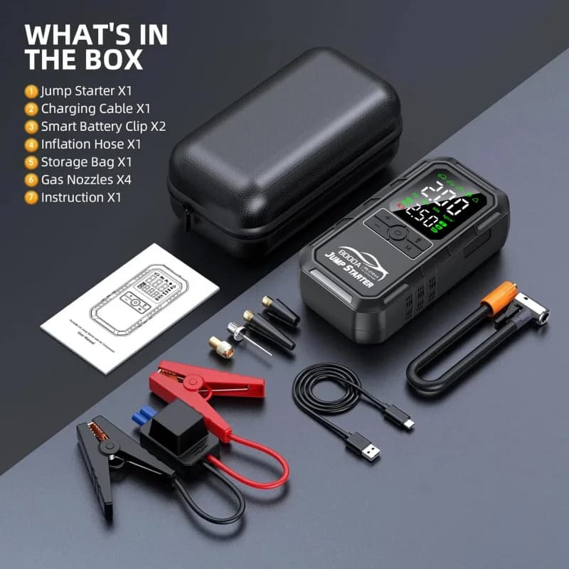 Battery Starter for Car Loader Gasoline Diesel Automatic Starter Device Booster with Air Pump Portable Air Cooler Power Bank