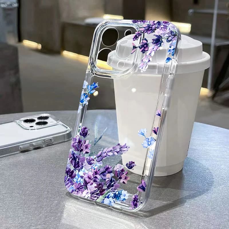 Purple Flower Soft TPU Phone Case For iPhone 17 16 15 14 13 12 11 Pro Max X XS 16E 17E 17 Air 7 8 15 16 14 Plus Silicone Cover