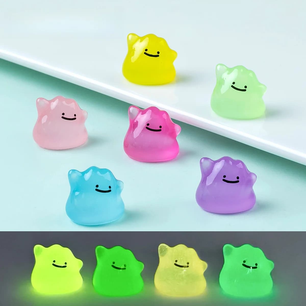 6Pcs/Set Kawaii 1.5cm Luminous Cute Monster Miniatures DIY Keychain/Car Accessories party DIY decoration gifts
