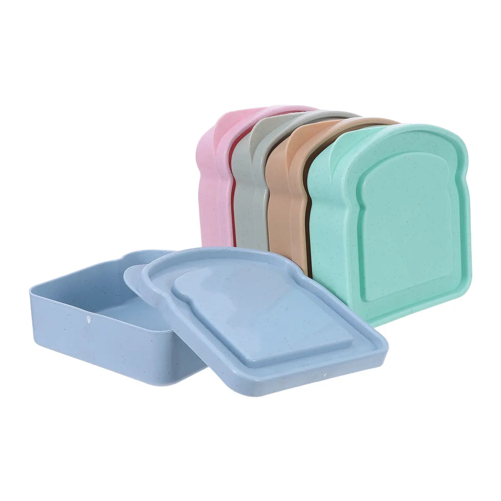 Set di 5 Contenitori per Sandwich a Forma di Toast, Riutilizzabili, per Pranzo, Snack, Conservazione Alimenti, Picnic, Scuola, Ufficio, Preparazione Pasti