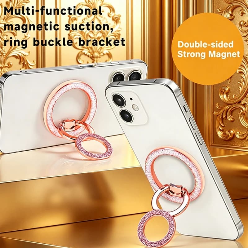 Nuovo Supporto Magnetico Bifacciale per Telefono con Anello per Dito, Compatibile con iPhone 17 16 Pro Max Samsung Xiaomi, Supporto Magnetico Pieghevole Portatile