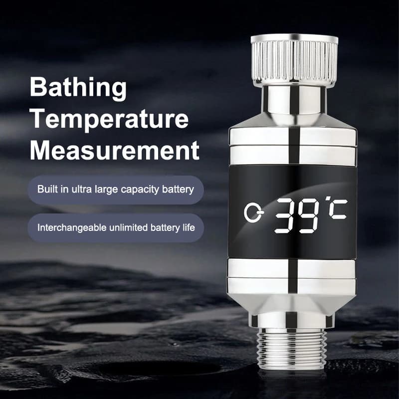 Tester di Temperatura dell'Acqua Multifunzionale con Display Digitale LED, Termometro per Doccia e Bagno in ABS, Alta Precisione 5-85°C