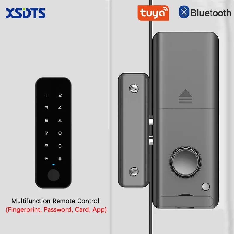 Serratura intelligente XSDTS con impronta digitale, password, scheda, app Tuya, chiusura automatica invisibile con bullone motorizzato per porta di casa, installazione senza fori.