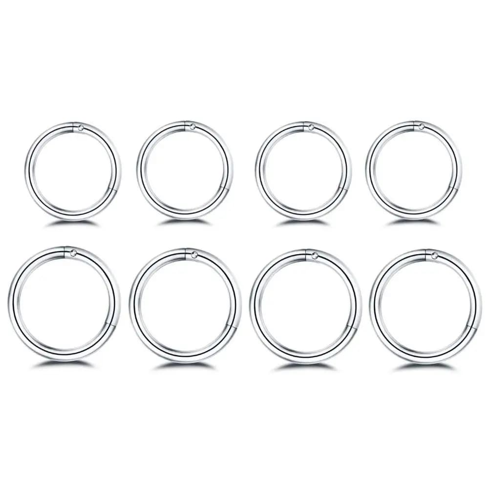 8 pezzi in acciaio inossidabile chirurgico 16G Sleeper cartilagine Daith piccoli piccoli orecchini a cerchio Mini setto incernierato Clicker anello al naso