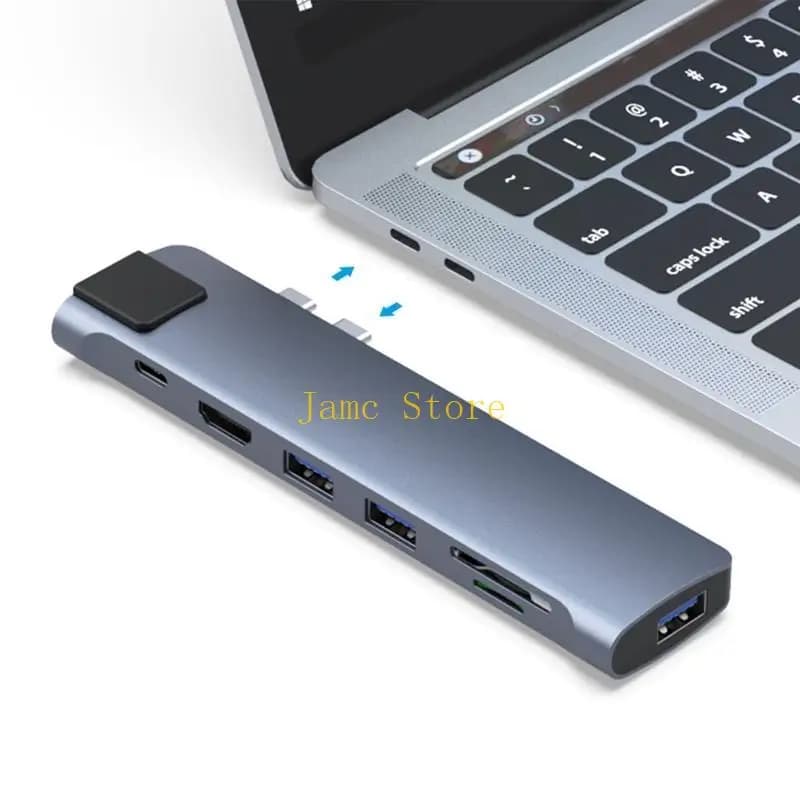 LX0B Hub USB C Hub USB tipo C 7 in 1 4K@30HZx2K@60HZ 2 HUB USB 3.0+PD+HD-+RJ45+PD