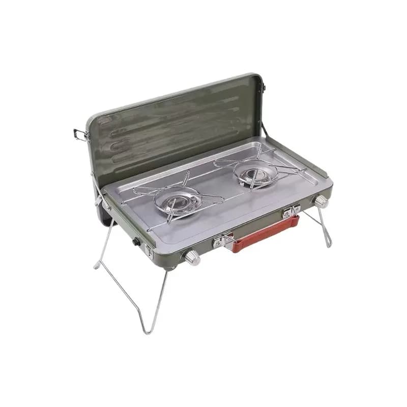 'Best-seller' Portable camping stove integrated with fuel and grid of 32 cm x 12 cm, includes user manual for outdoor adventures and