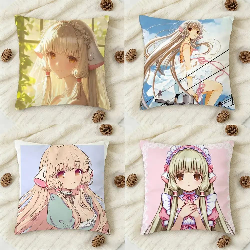 Anime C-Chobits Kawaii Girl Cute Double-sided Printed Square Decorative Cushion Cover for Sofa Living Room Home Decor