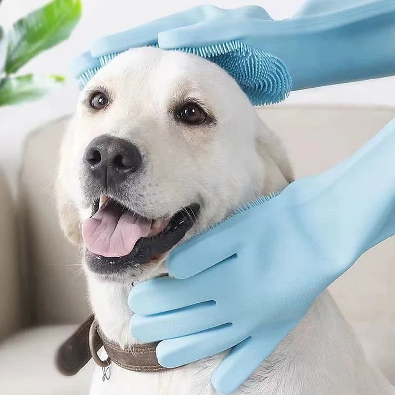 1 Pair Pet Grooming Gloves for Dogs And Cats Silicone Scrubber Shampoo Bathing Dishwashing Hair Removal Tool Cat Scratcher Glove