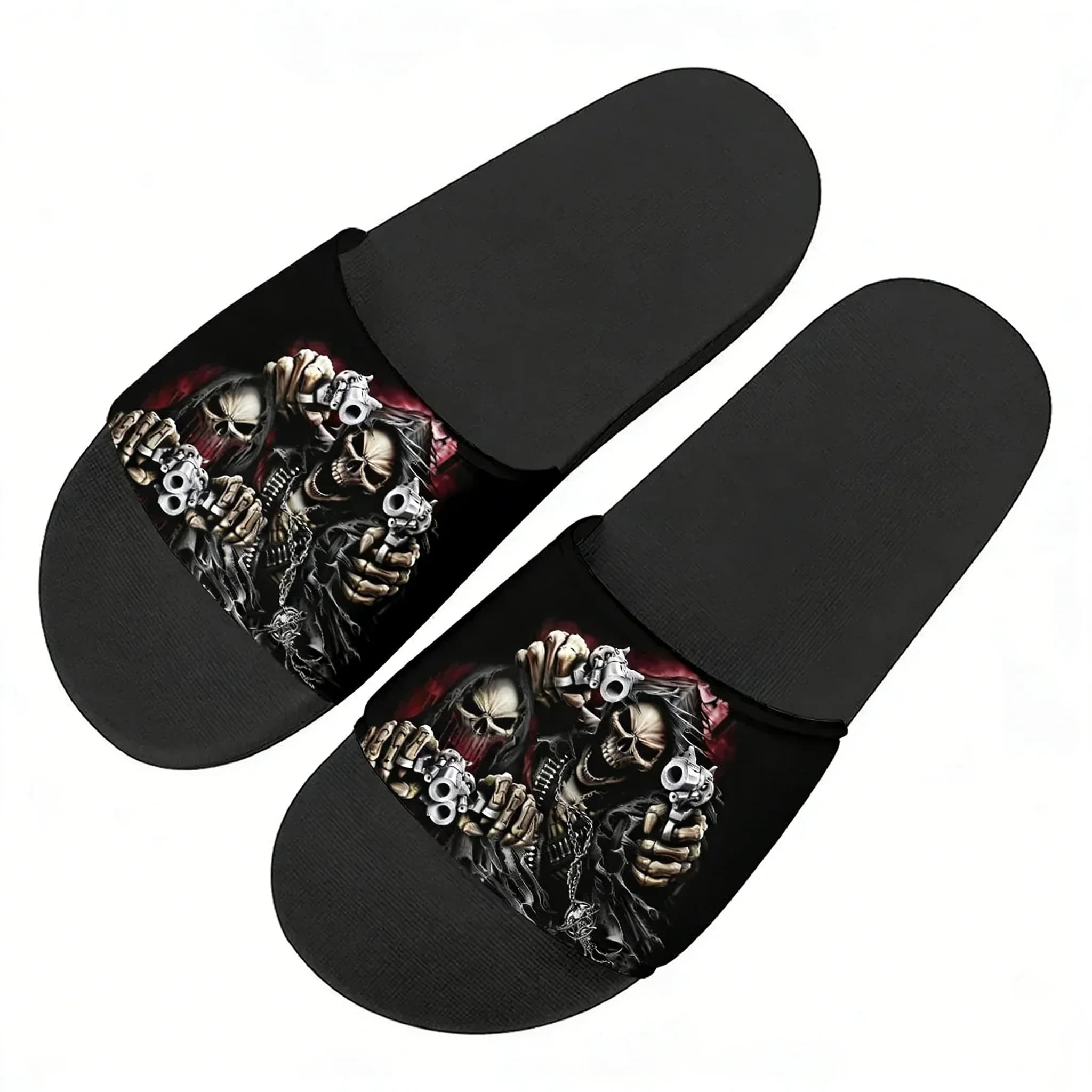Crazy Skeleton Slippers Home Water Shoes Retro Street Men Women Teenagers Beach Pool Sandals High Quality Custom Summer Slipper