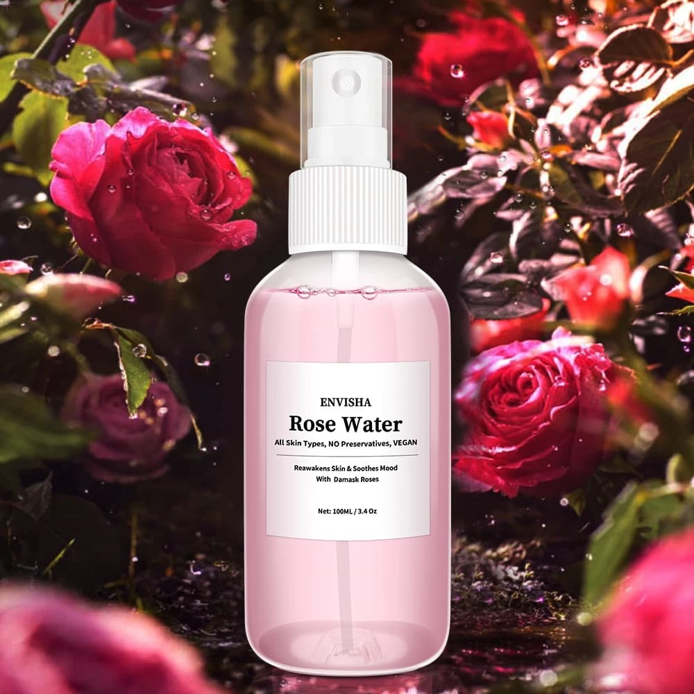 ENVISHA Rose Water for Face Tonic Organic Rose Petals Essence Moisturizing Serum Update Elastic Reduce Pores Skin Care