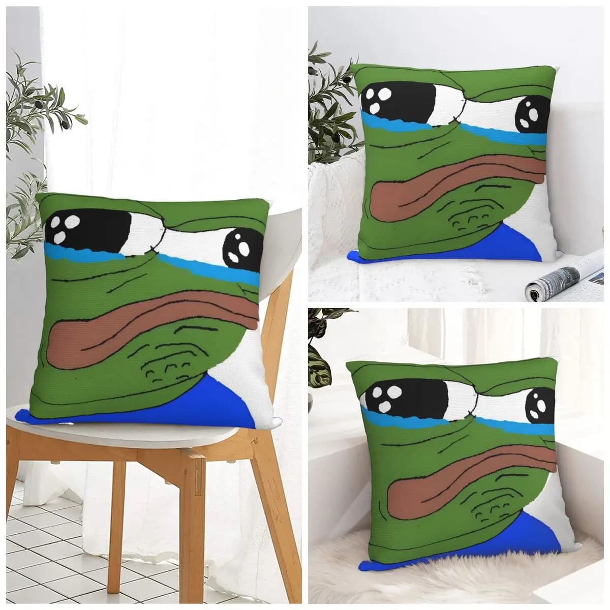 Sad P-Pepe Frog Meme Pillow Case Cushion Cover Soft Graphic Pillow Cover Cute Funny Pillowcases For Sofa Home Decorative