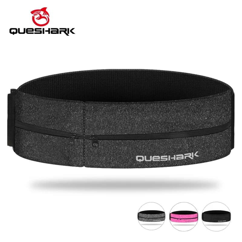 Queshark Sports bag with elastic reflective belt Pocket with double zipper Race Gymnastics Marsupio for phone