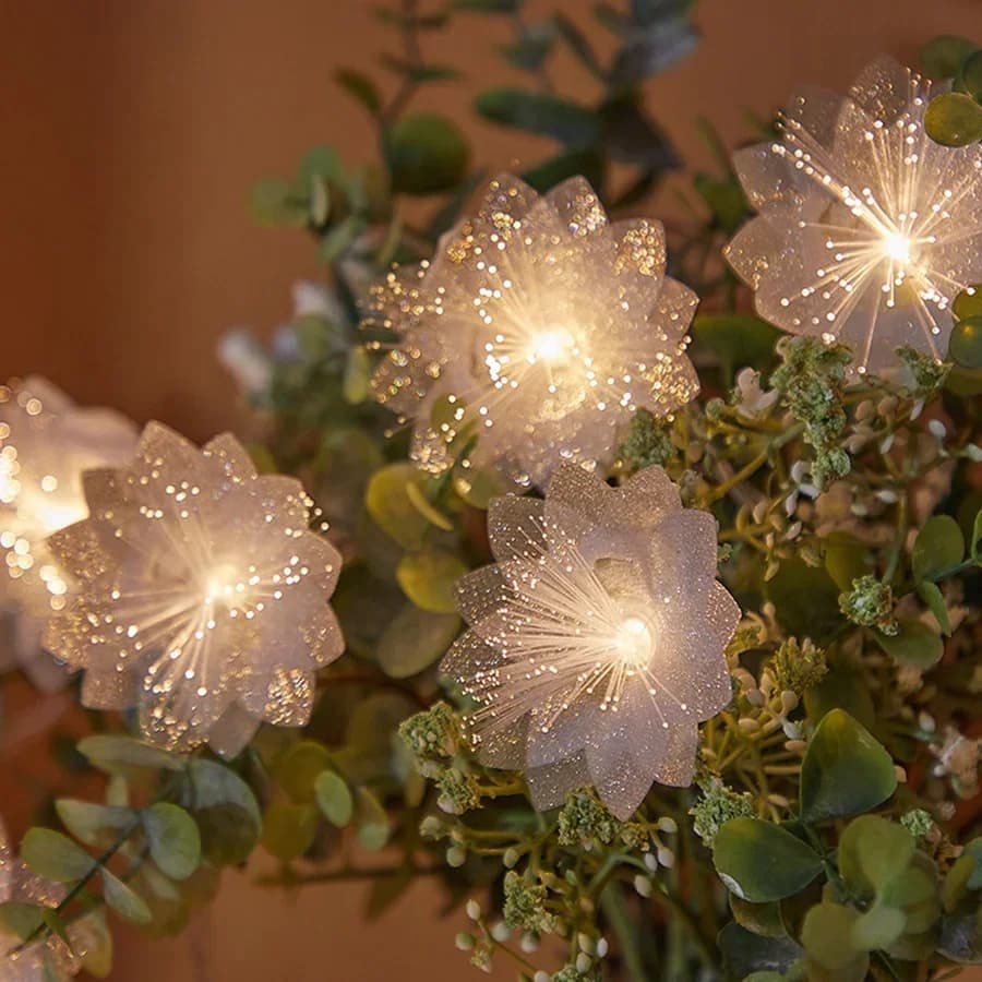 Luci a Fibra Ottica LED da 2/3 Metri, Ghirlanda a Batteria per Decorazioni Natalizie, Feste e Capodanno, Fiori Artificiali