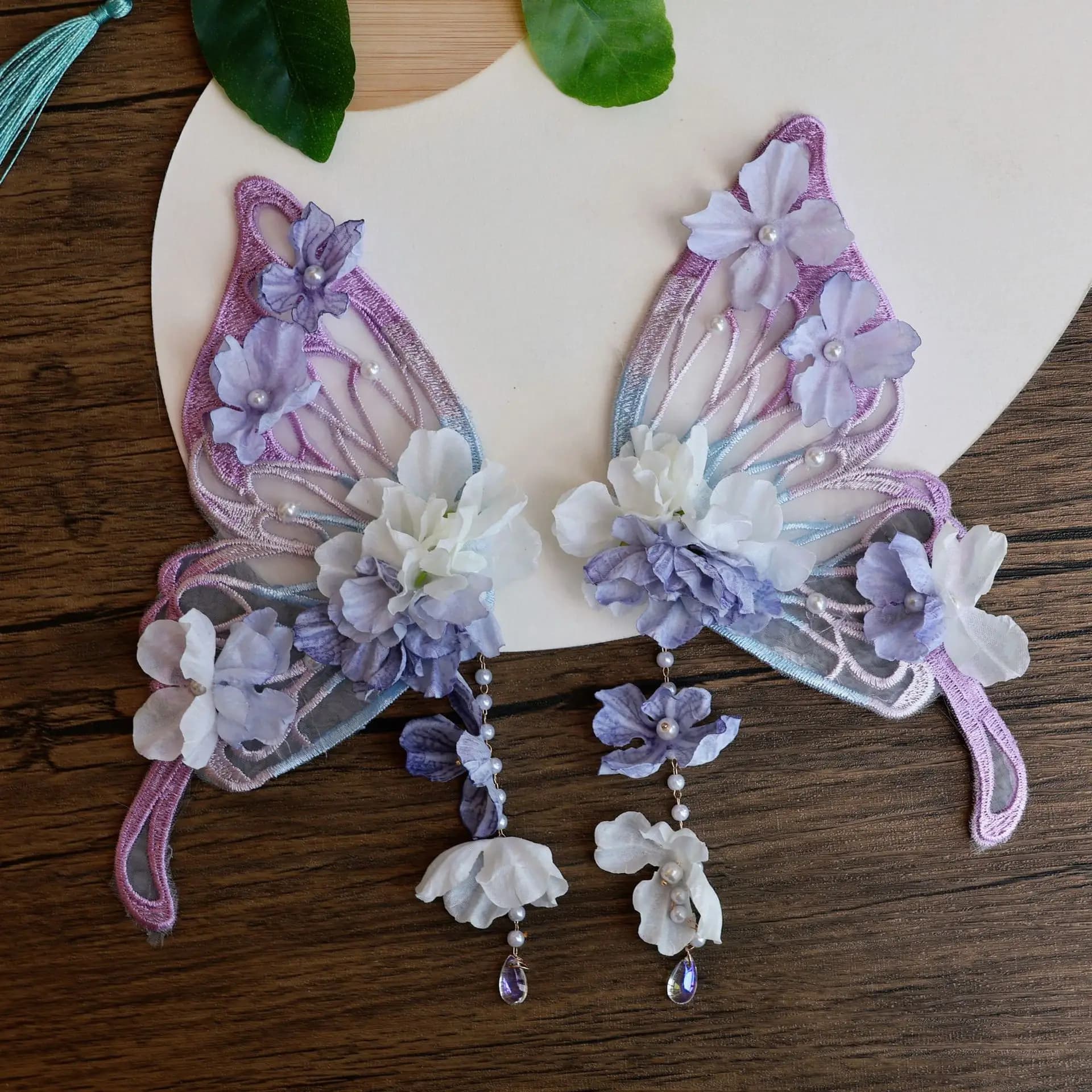 2 Pcs Ladies' Hair Clips Set Chinese Flower Butterfly Versatile Hair Pin High-quality Hair Accessory Sweet Kawaii Princess Style