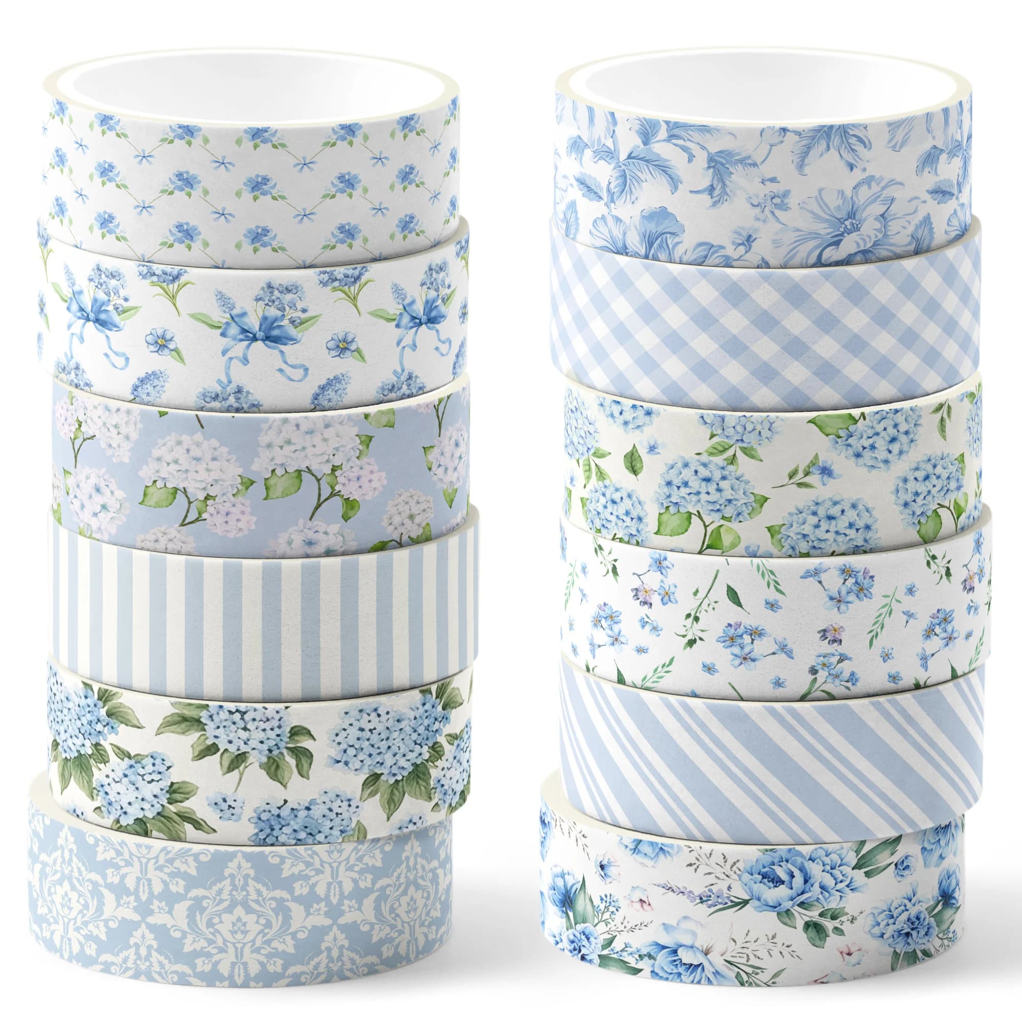 12 Rolls Hydrangea Flower Washi Tape Set,Decorative Paper Stickers,DIY Craft Tape for Gift Wrapping, Scrapbooking Party Supplies
