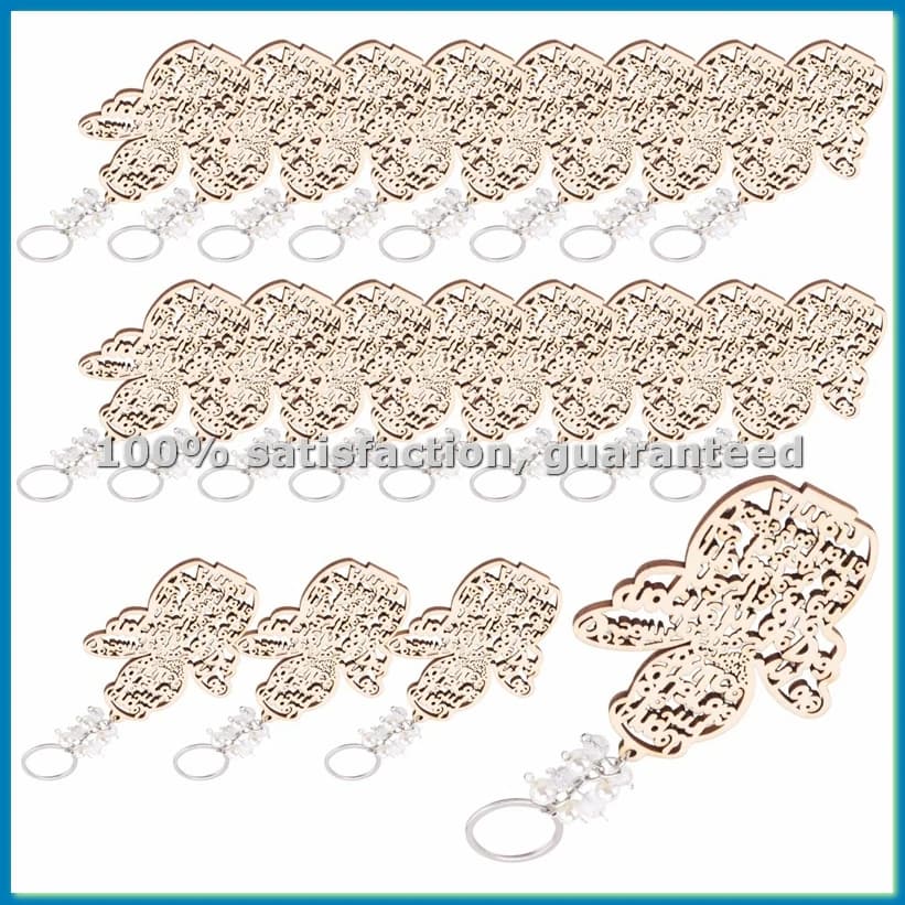 20 Pezzi Portachiavi Angelo per Battesimo, Portachiavi in Legno, Bomboniere per Battesimo, Souvenir Comunione per Bambino o Bambina -ABRM