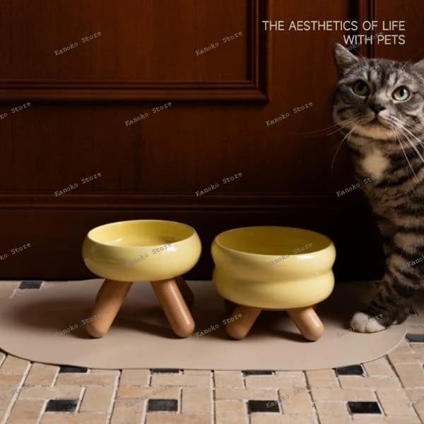 Ciotola Gulu concava Cibo per animali domestici Acqua Ciotola per gatti Ciotola per alimentazione per cani colorata in ceramica Forniture per bacini per alimenti per gattini