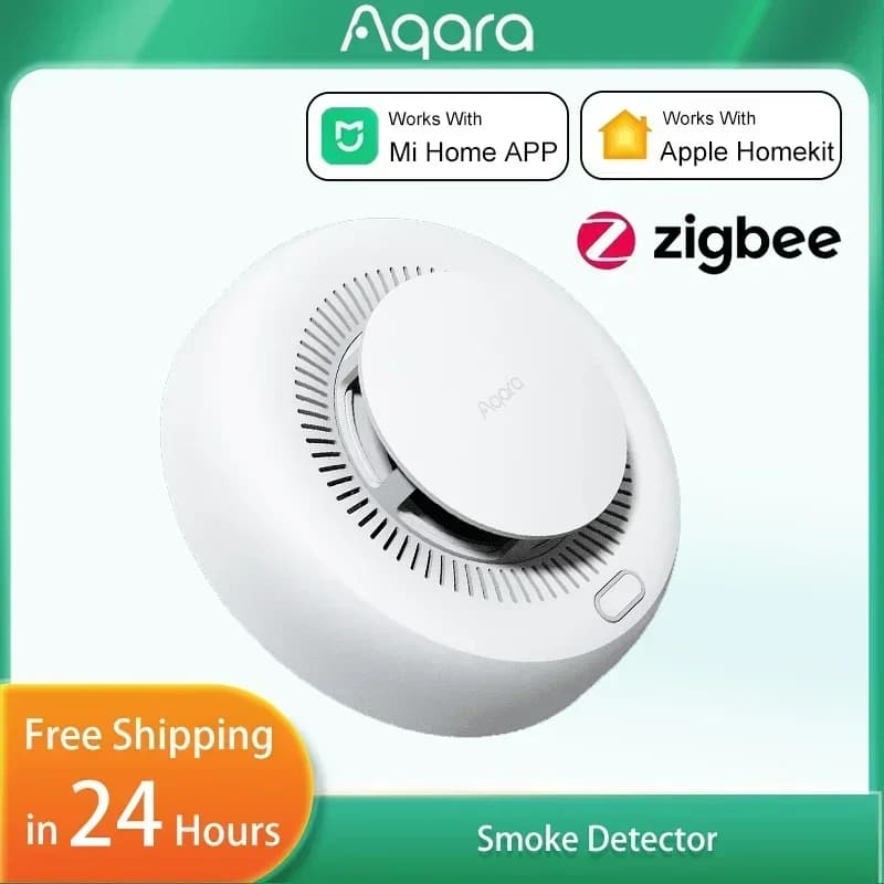 Sensore di Fumo Aqara Matter, Allarme Antincendio Zigbee 3.0 con Avviso Sonoro, Sicurezza Domestica Intelligente Compatibile con Mi Home e Homekit APP
