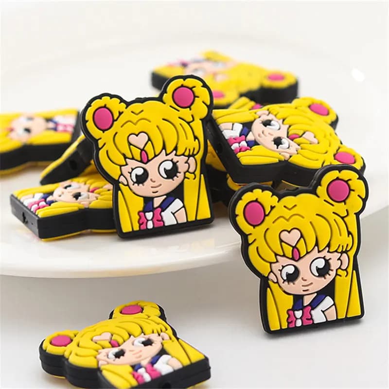 10 pezzi Sailor Moon perline focali in Silicone per la creazione di gioielli accessori fatti a mano con penna a catena per capezzoli fai da te