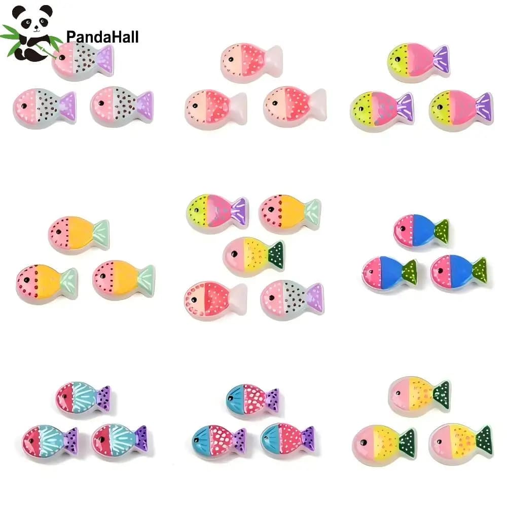 20 Pezzi Perline di Vetro Smaltato a Forma di Pesce, 20x13x5.5mm Multicolore per Creazione di Gioielli Fai-da-Te, Bracciali e Collane