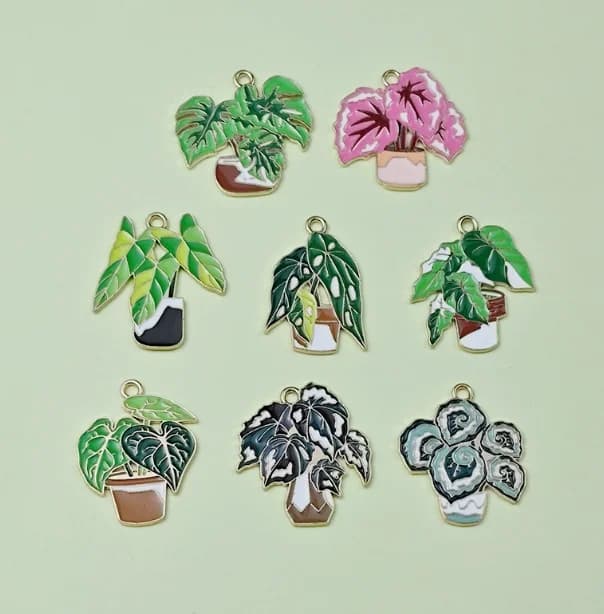 Lot 10 Pcs Green Rose Potted Plant Pendants Charms Jewelry Making Earrings Pendants Necklaces Bracelets DIY Accessories