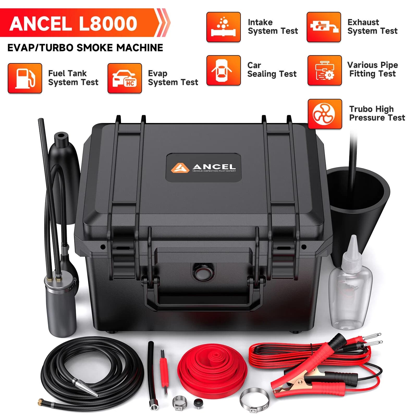 Ancel L8000 EVAP Smoke Machine Leak Tester Dual Mode Diagnostic Turbo System Kit Built-in Air Pump Smoke Leak Tester Detector