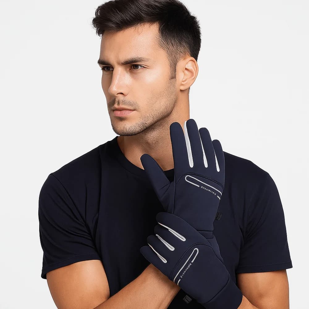 Guanti caldi invernali unisex tinta unita Guanti da ciclismo antiscivolo con dita intere Guanti sportivi touchscreen resistenti al freddo per la stagione fredda
