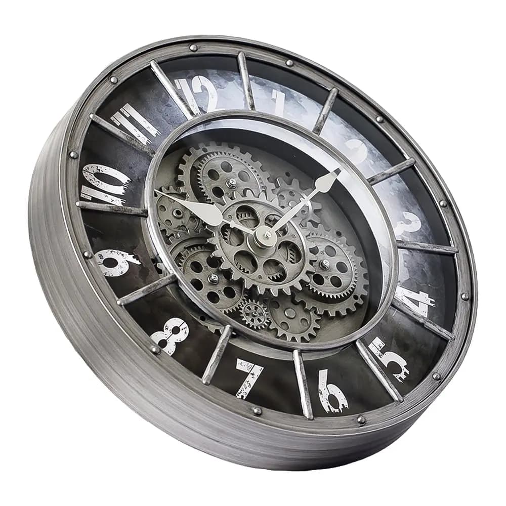 Orologio da Parete Industriale Steampunk da 18 Pollici con Ingranaggi Mobili, Design in Metallo Antico per Soggiorno e Studio