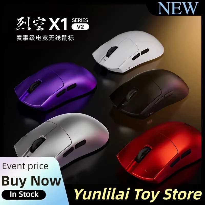 Mouse da Gaming Wireless ATK X1 V2 Ultimate 2.0, Ultra Leggero 54g, 750IPS, Bassa Latenza 0.163ms, Sensore Paw3950, 650IPS, Ideale per il Gaming