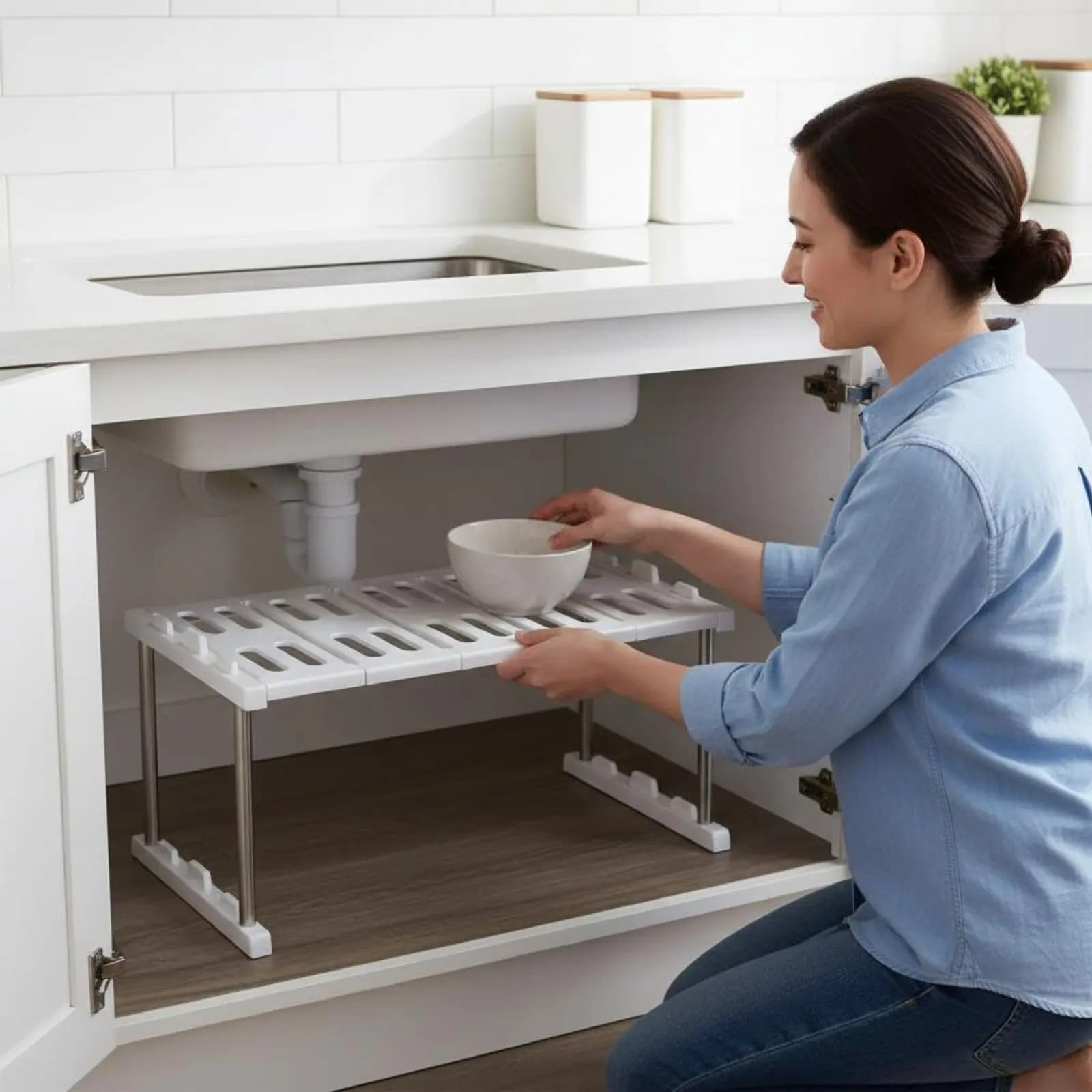 Foldable and Stackable Stainless Steel Kitchen Shelf, Organizer Underwire Easy to Clean for Refrigerator