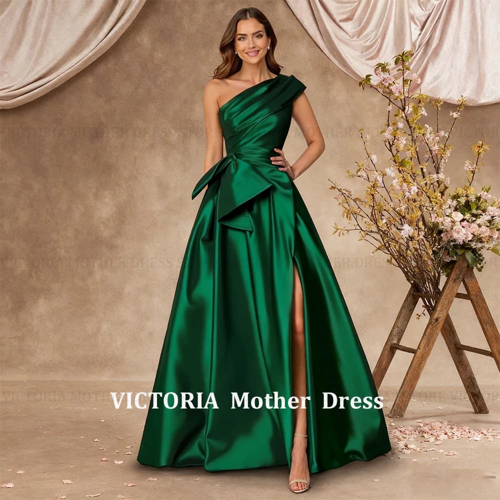 VICTORIA Customized Modern Mother of the Bride Dress Pleated A-Line One Shoulder Satin Wedding Guest Dress Party Evening Gowns