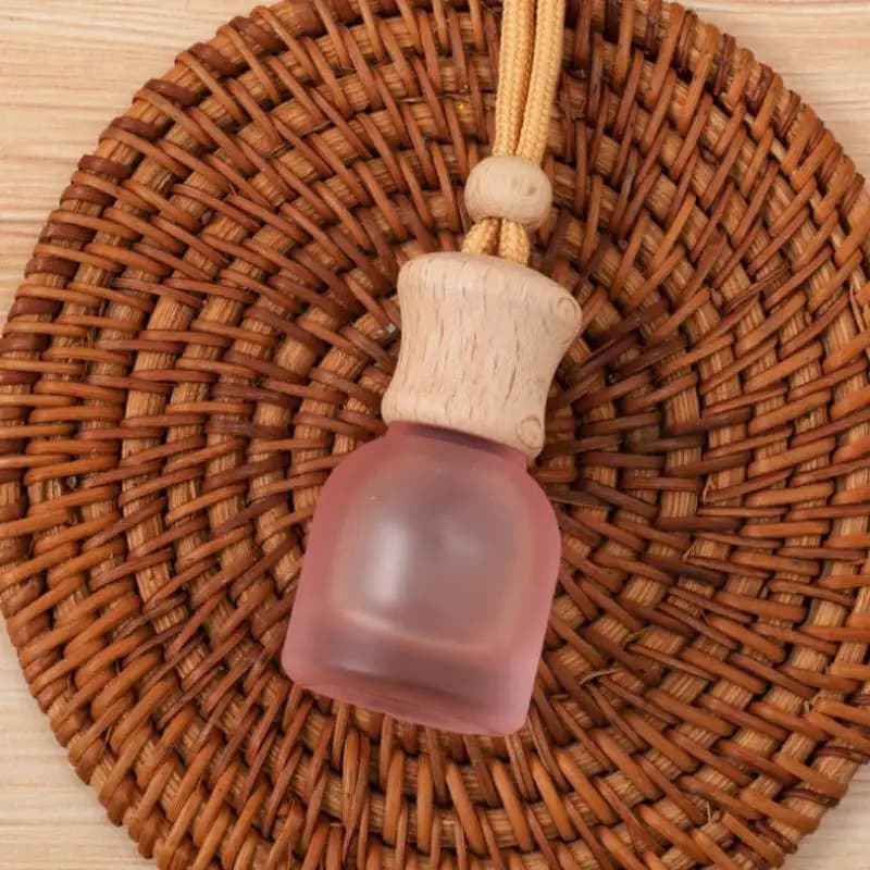 Satin Glass Bottle for Perfume with Wood Carpet, Rechargeable Auto Deodorant, Essential Oil Diffuser for Car